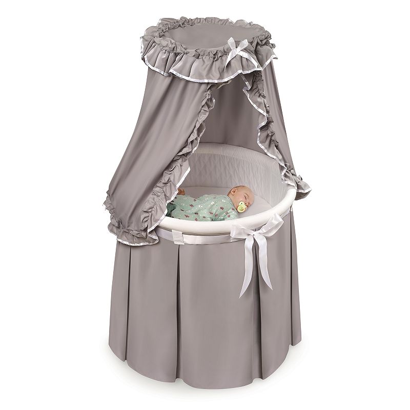 Empress Round Baby Bassinet With Canopy - Gray And White