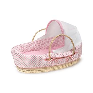 Badger Basket Natural Hooded Moses Basket - Dots