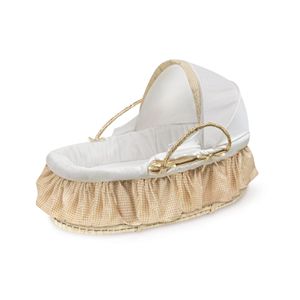 Badger Basket Natural Hooded Moses Basket - Gingham