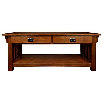Leick Furniture 2-Drawer Medium Oak Finish Coffee Table