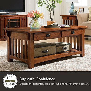 Leick Furniture 2-Drawer Medium Oak Finish Coffee Table