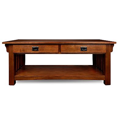 Leick Furniture 2-Drawer Medium Oak Finish Coffee Table