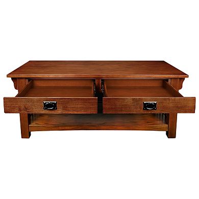 Leick Furniture 2-Drawer Medium Oak Finish Coffee Table