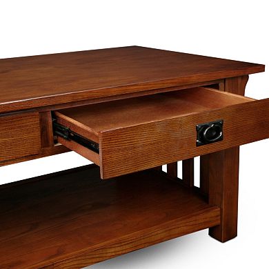Leick Furniture 2-Drawer Medium Oak Finish Coffee Table