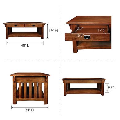Leick Furniture 2-Drawer Medium Oak Finish Coffee Table