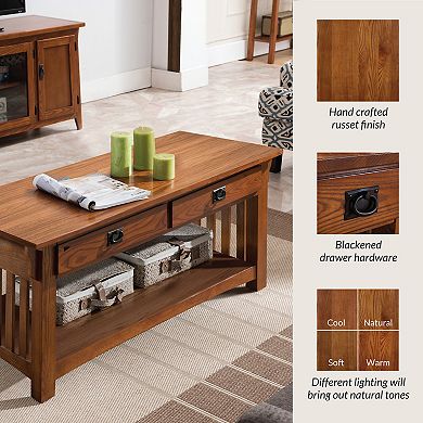 Leick Furniture 2-Drawer Medium Oak Finish Coffee Table