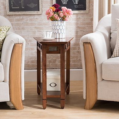 Leick Furniture Rustic Slate Finish Recliner Wedge End Table