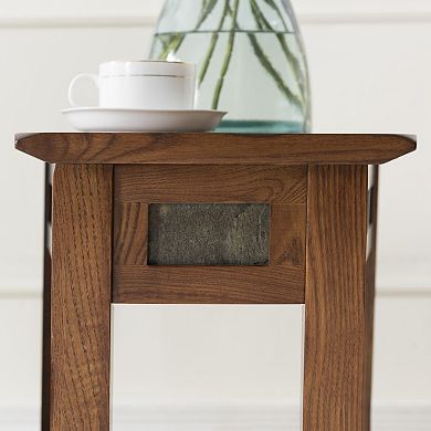 Leick Furniture Rustic Slate Finish Recliner Wedge End Table