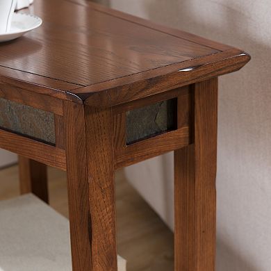 Leick Furniture Rustic Slate Finish Recliner Wedge End Table