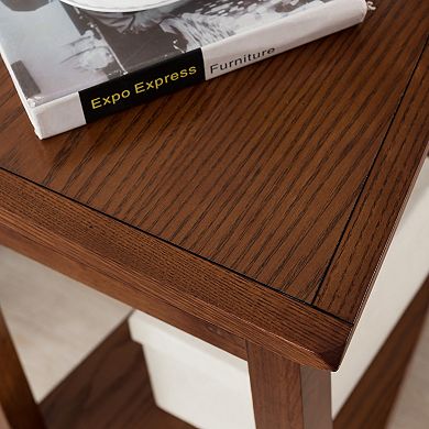 Leick Furniture Rustic Slate Finish Recliner Wedge End Table