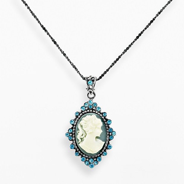 Sterling Silver Crystal Cameo Pendant