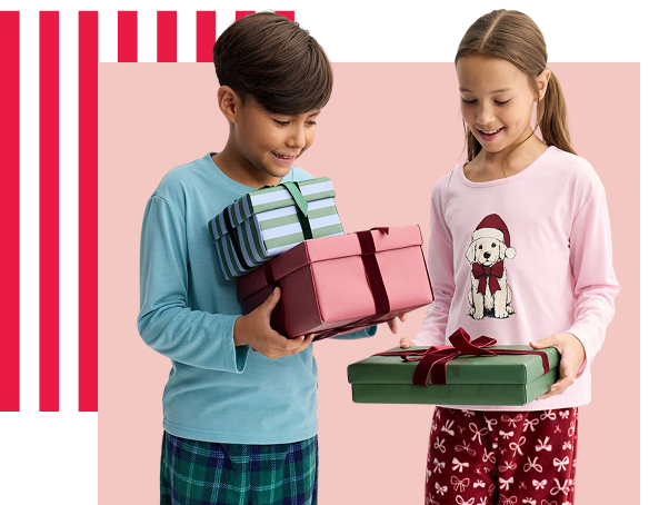 Kids inspecting boxes of presents