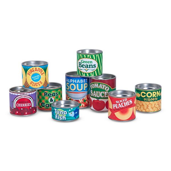 Details about   Melissa & Doug Let's Play House Grocery Cans 10 piece stackable #BA 