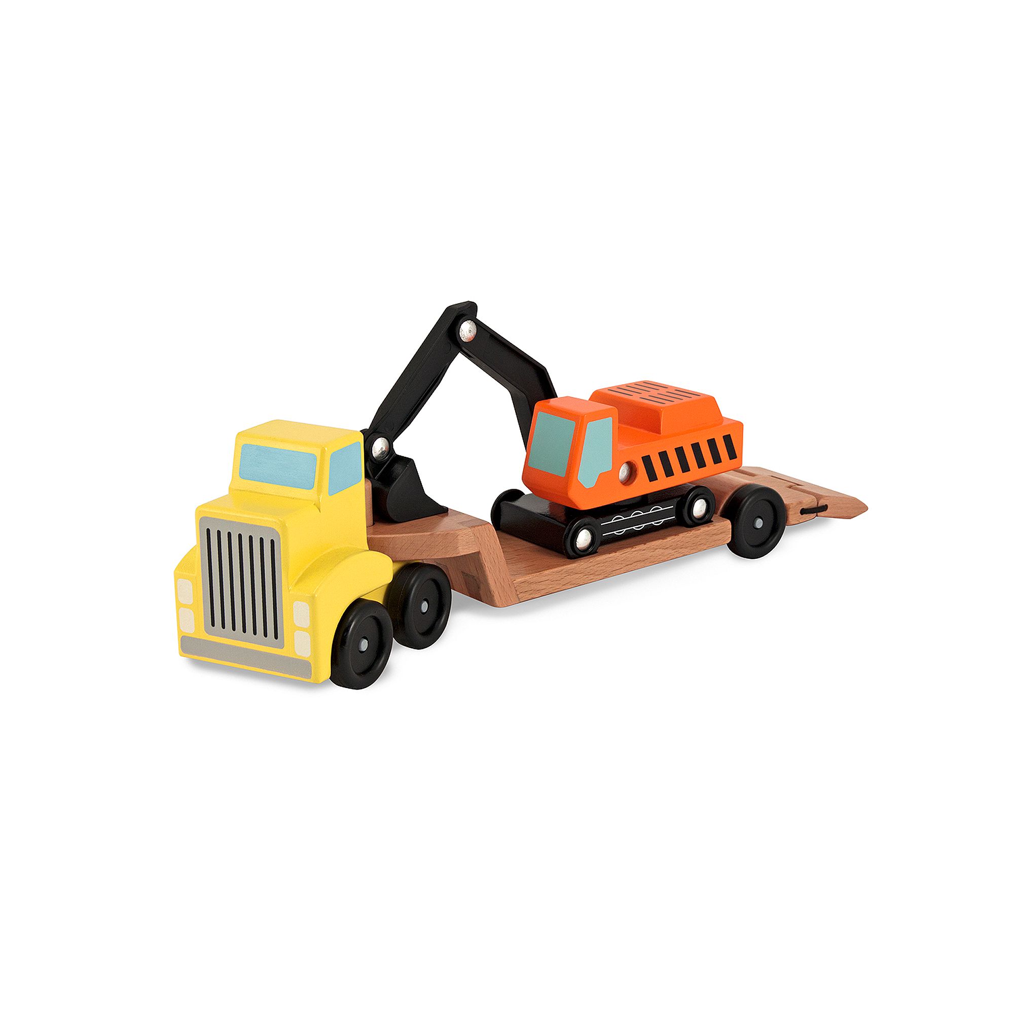 Melissa & Doug Trailer & Excavator Wooden Play Set, Multicolor