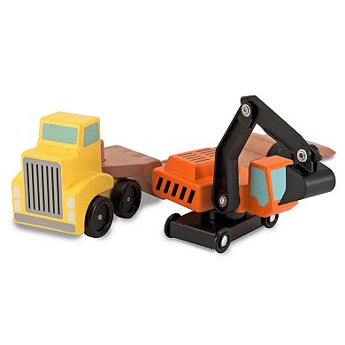 Melissa and Doug Trailer and Excavator Wooden Play Set
