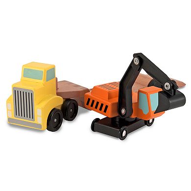 Melissa & Doug Trailer & Excavator Wooden Play Set