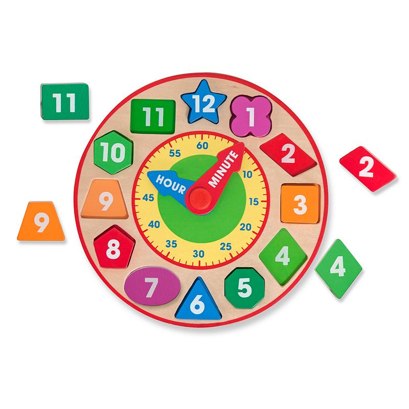 Melissa & Doug Wood Shape Sorting Clock, Multicolor