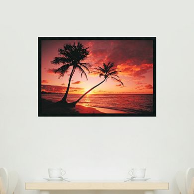 Tropical Beach Sunset Framed Wall Art