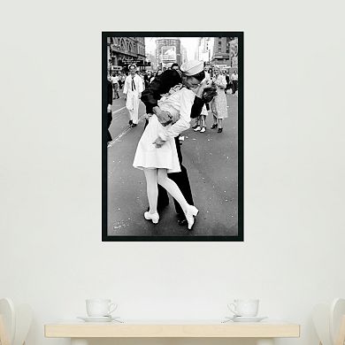 Kissing on VJ Day - Times Square Framed Wall Art by Alfred Eisenstaedt