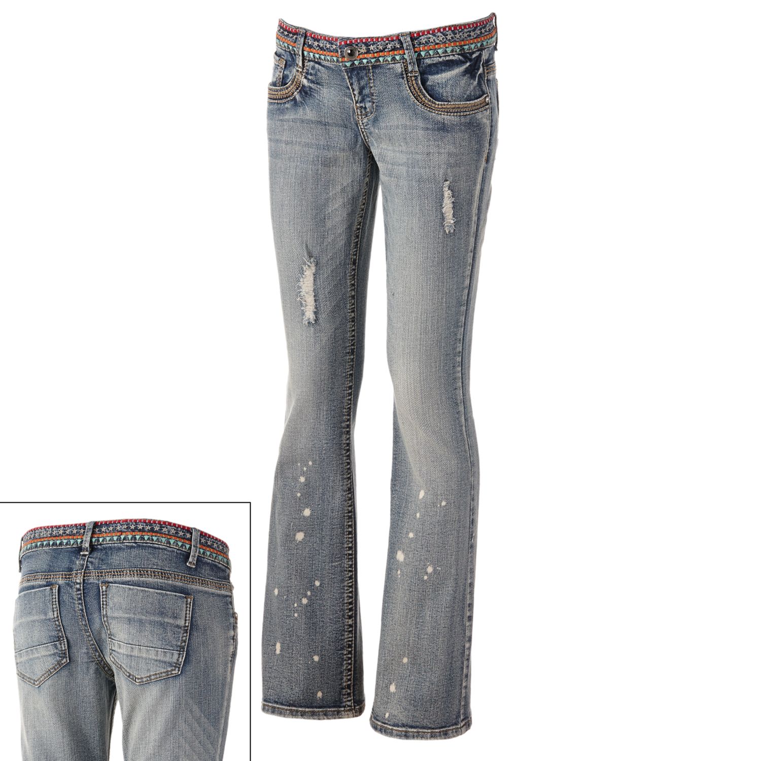 flare jeans with white stars