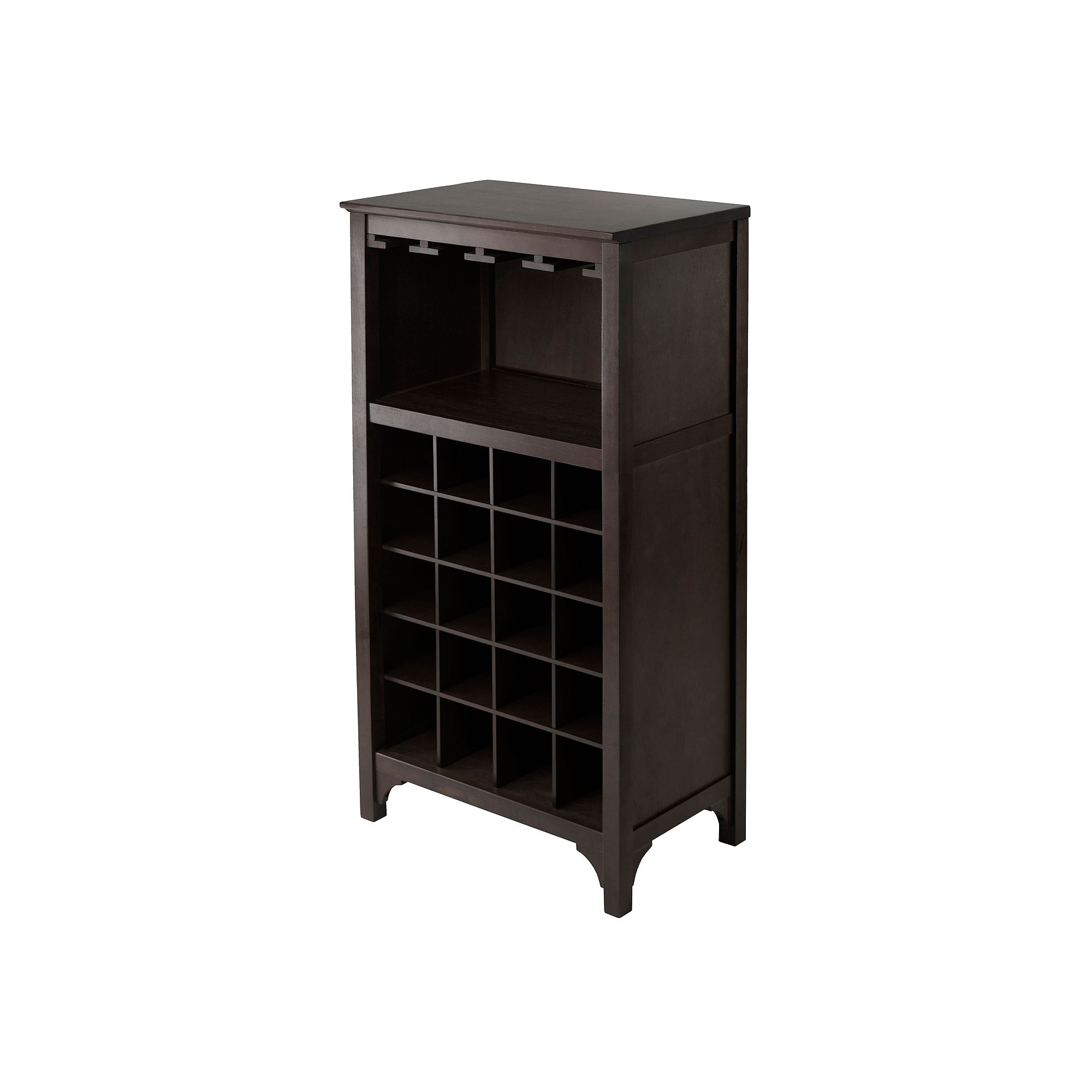 Winsome Ancona Modular 20-Bottle Wine Cabinet, Dark Brown