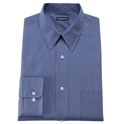 Men's Croft & Barrow® Classic-Fit Mini-Checked Point-Collar Dress Shirt