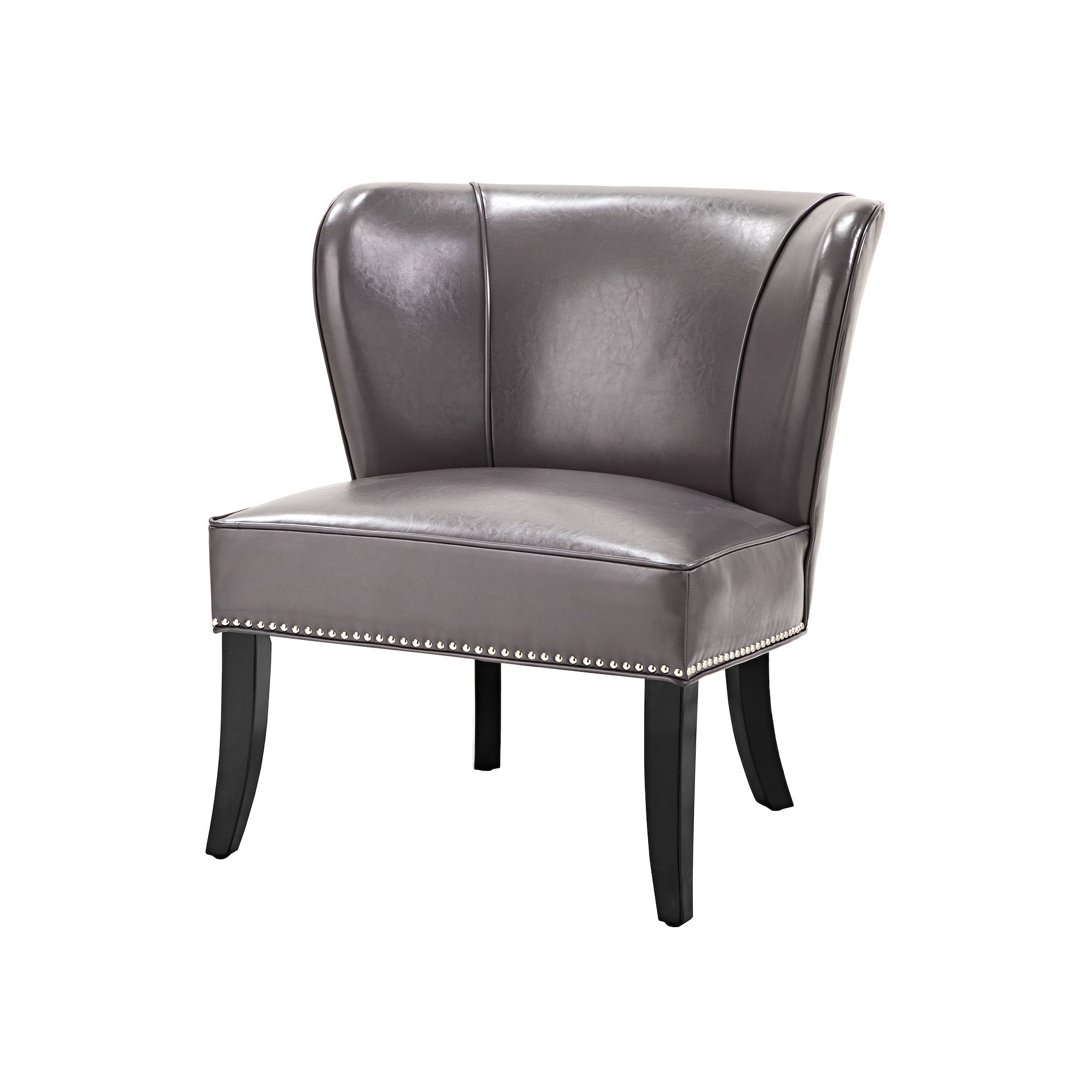 Madison Park Hilton Faux-Leather Accent Chair, Gray