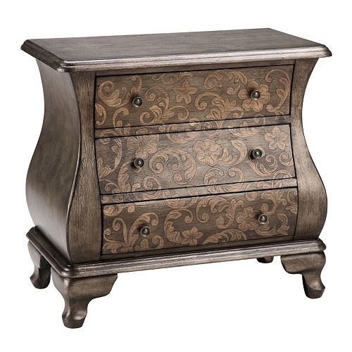 Madison Park Scroll 3 Drawer Bombe Chest