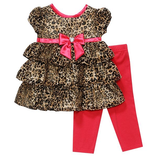 Youngland Cheetah Print Dress & Leggings Set - Baby