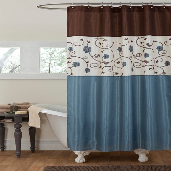 Lush Decor Royal Garden Fabric Shower, Cream Colored Shower Curtain