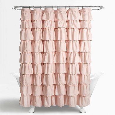 Lush Decor Ruffle Fabric Shower Curtain