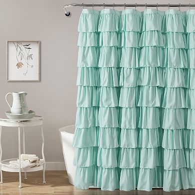 Lush Decor Ruffle Fabric Shower Curtain