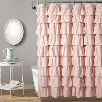 Lush Decor Ruffle Fabric Shower Curtain
