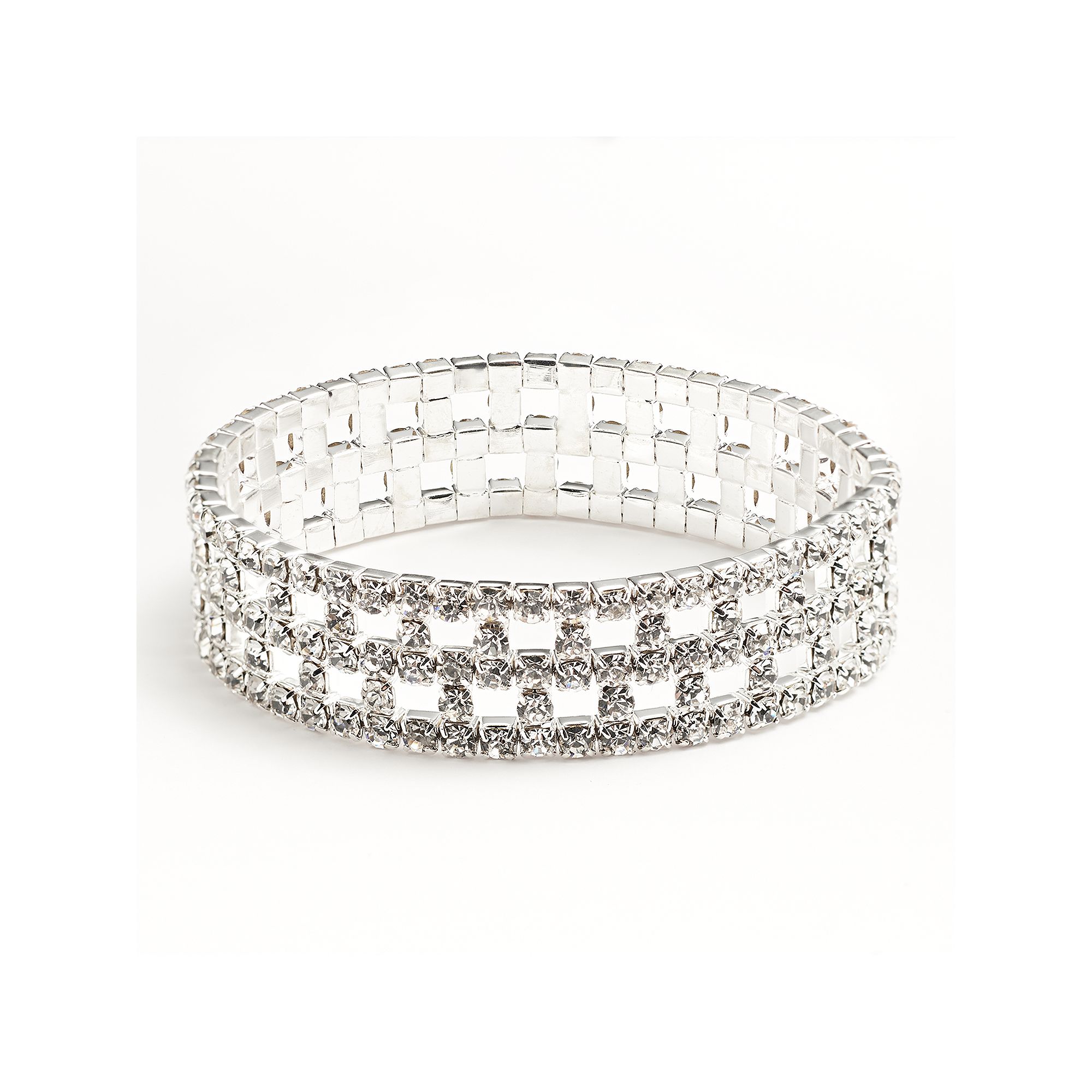 Vieste Silver Tone Simulated Crystal Stretch Bracelet, Womens, Clear