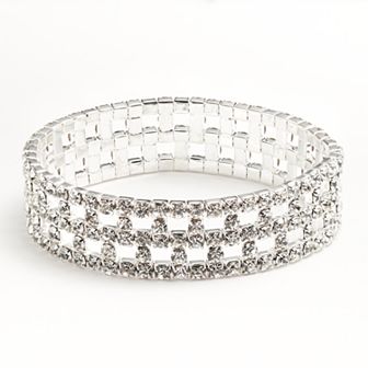 Vieste Silver Tone Simulated Crystal Stretch Bracelet
