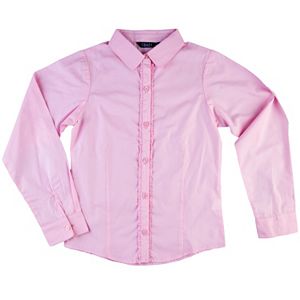 Girls 7-16 Chaps Ruffled Woven School Uniform Shirt