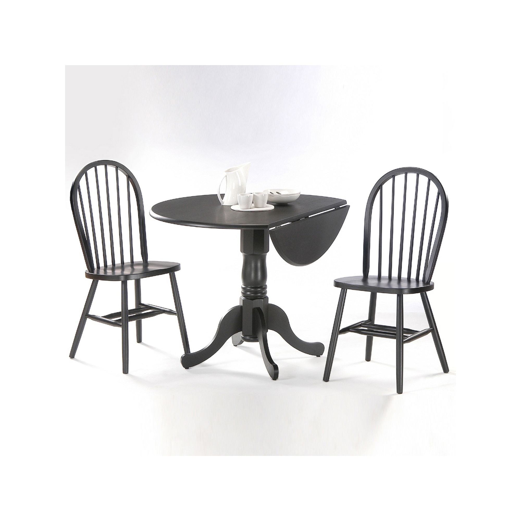 Windsor 3-pc. Drop-Leaf Dining Table & Chair Set, Black