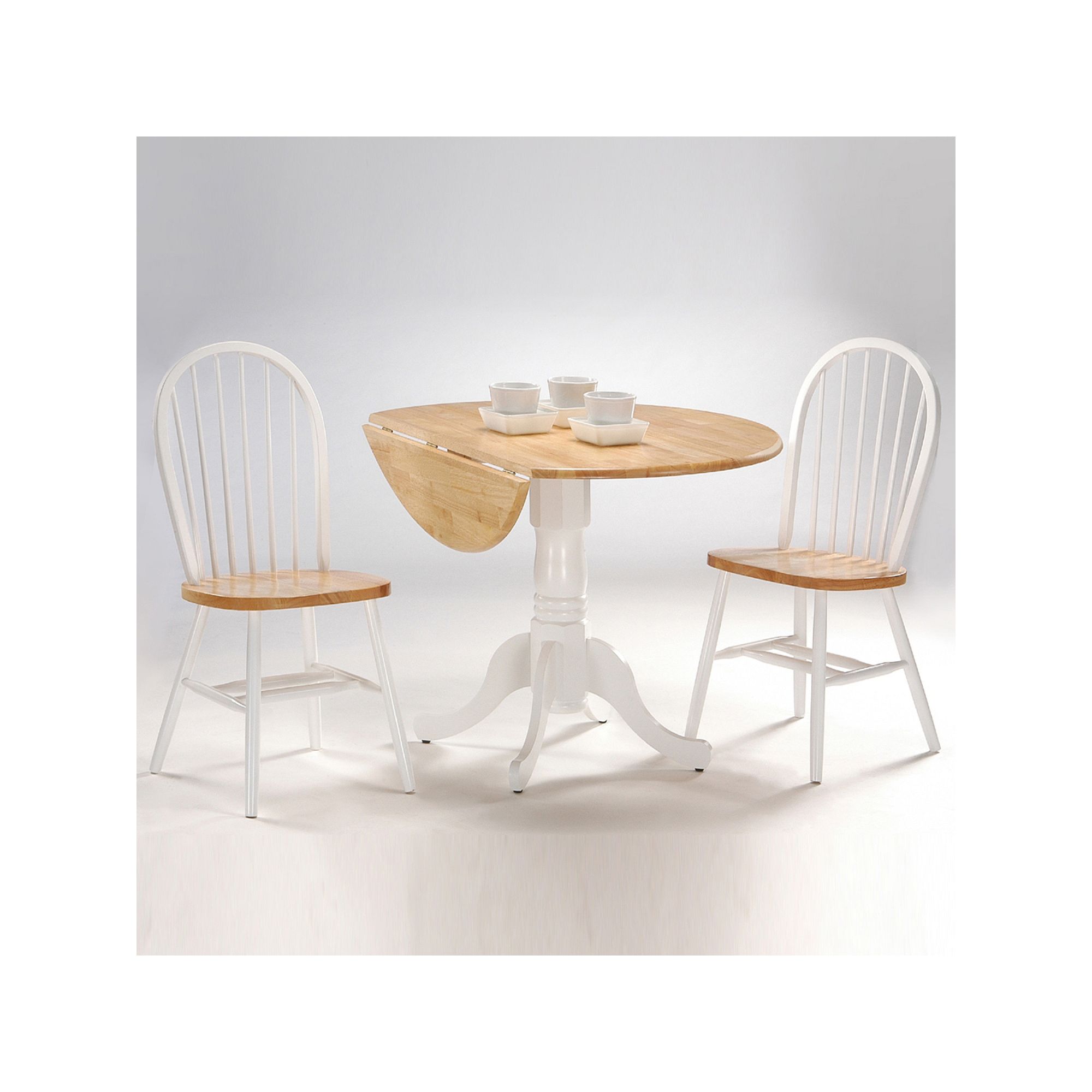 Windsor 3-pc. Drop-Leaf Dining Table & Chair Set, White