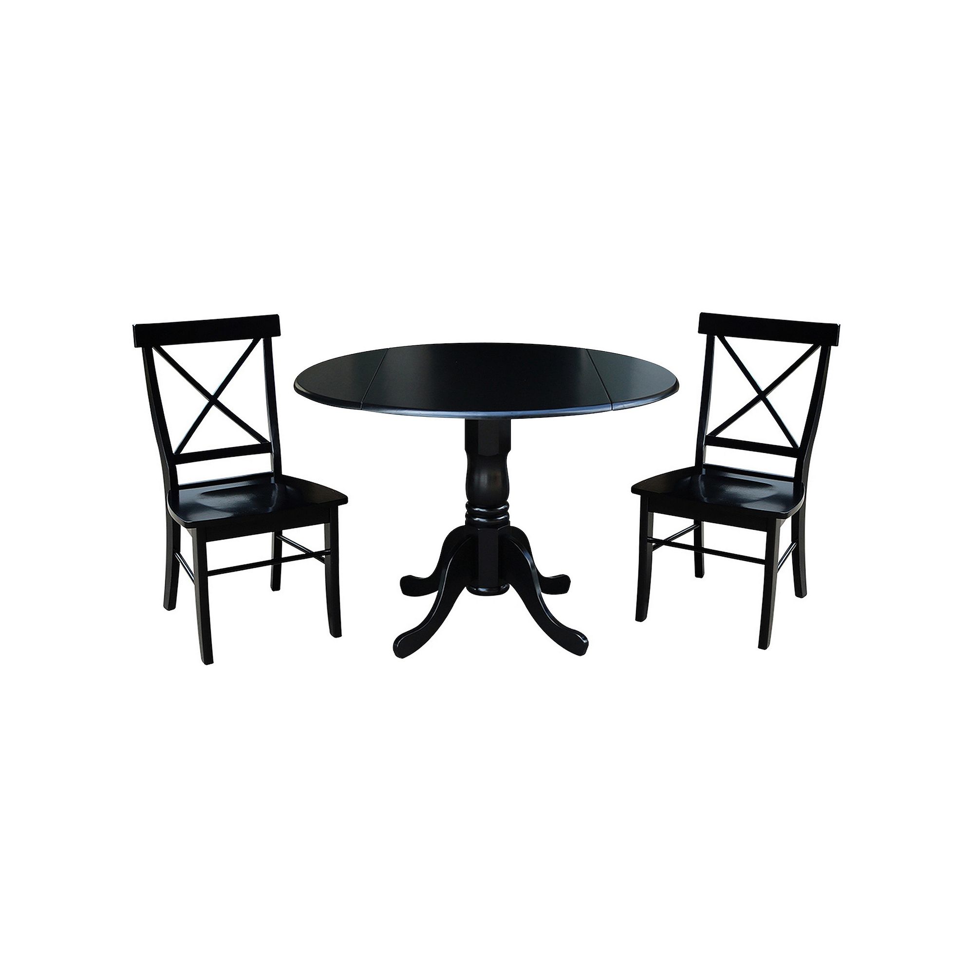 3-pc. Drop-Leaf Dining Table and Chair Set, Black