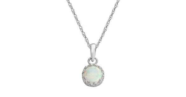 Tiara Sterling Silver Lab-Created Opal Pendant