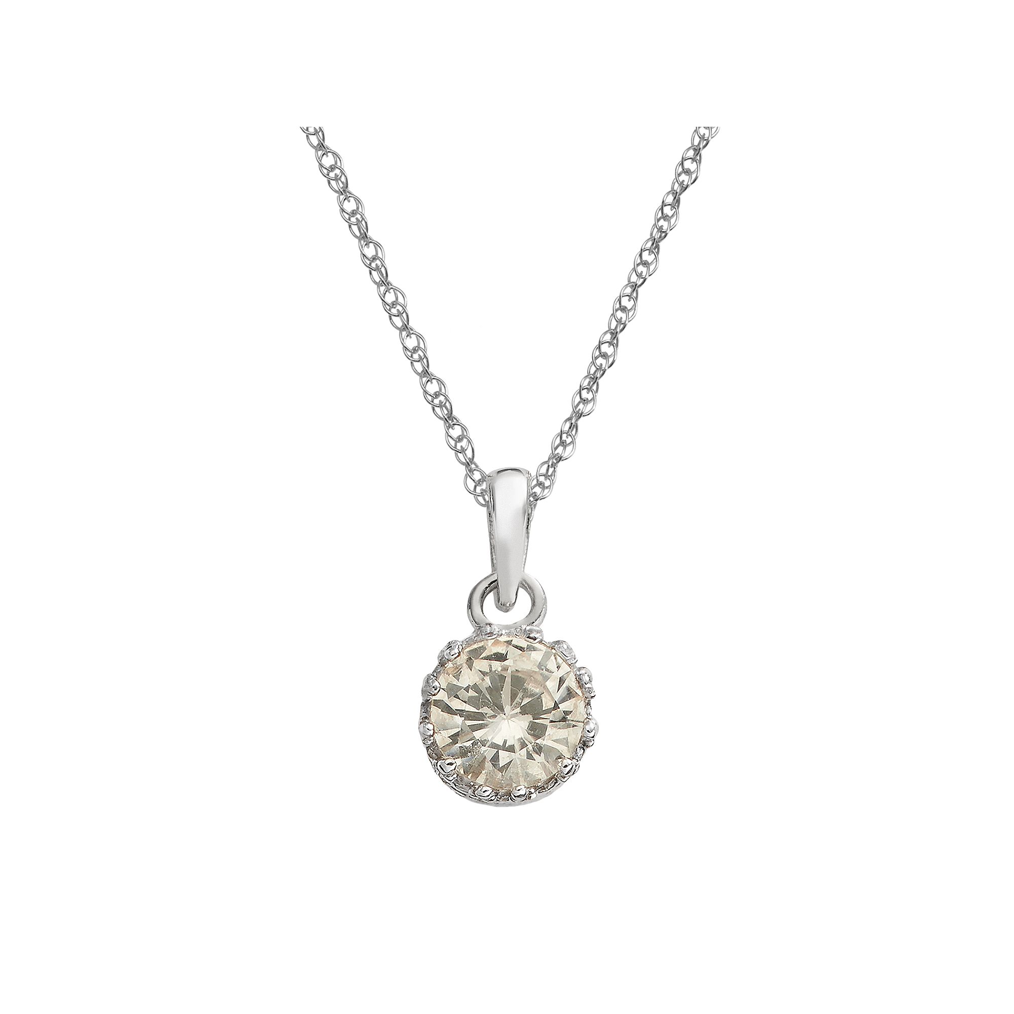 Designs by Gioelli Sterling Silver Lab-Created White Sapphire Pendant, Wom