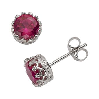 Designs by Gioelli Sterling Silver Lab-Created Ruby Stud Earrings