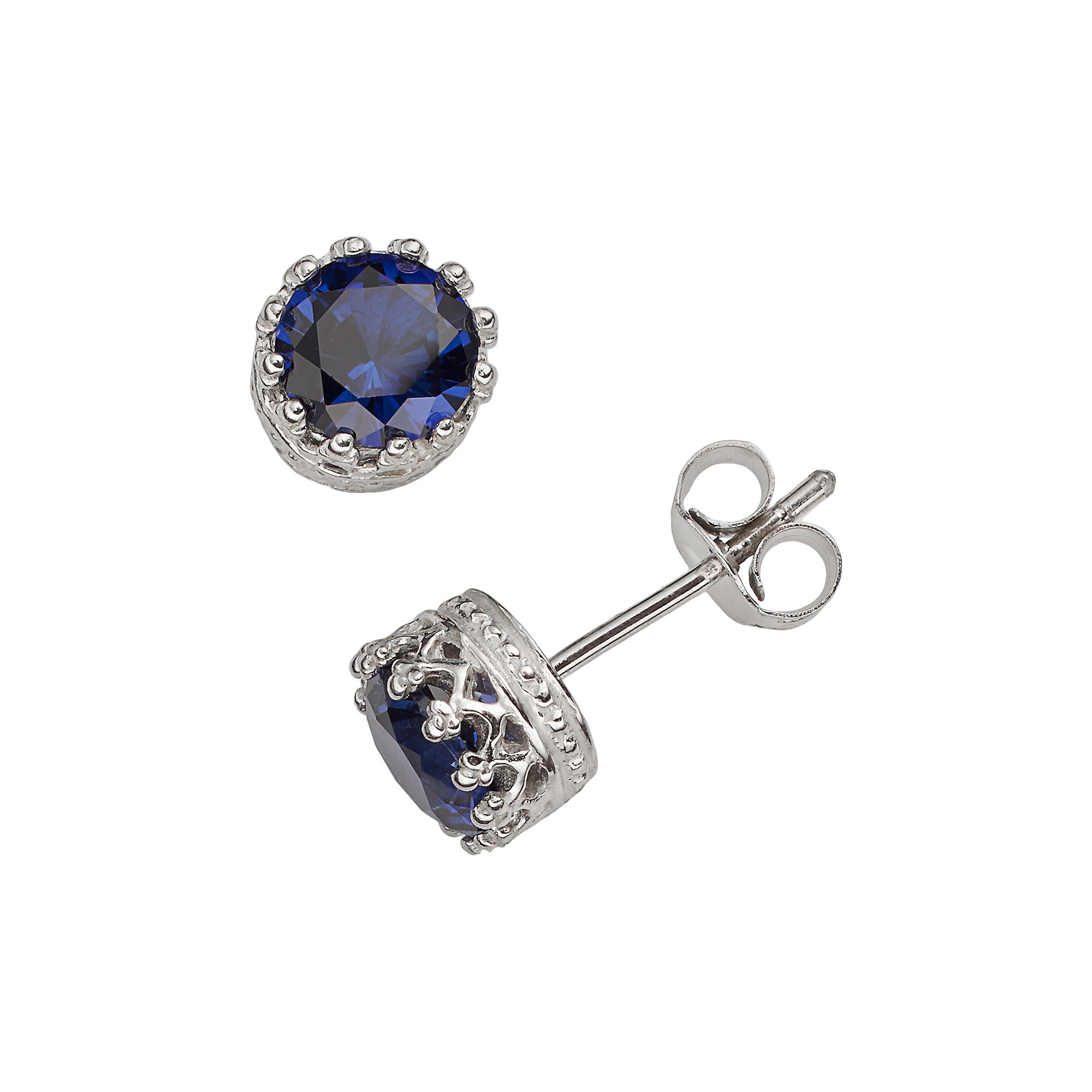 Designs by Gioelli Sterling Silver Lab-Created Sapphire Stud Earrings, Wome