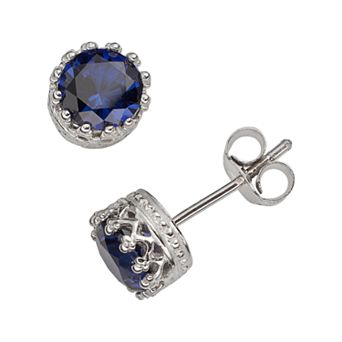 Designs by Gioelli Sterling Silver Lab-Created Sapphire Stud Earrings