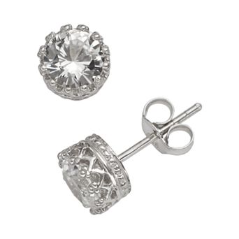 Designs by Gioelli Sterling Silver Lab-Created White Sapphire Stud Earrings