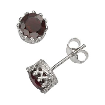 Designs by Gioelli Sterling Silver Garnet Stud Earrings