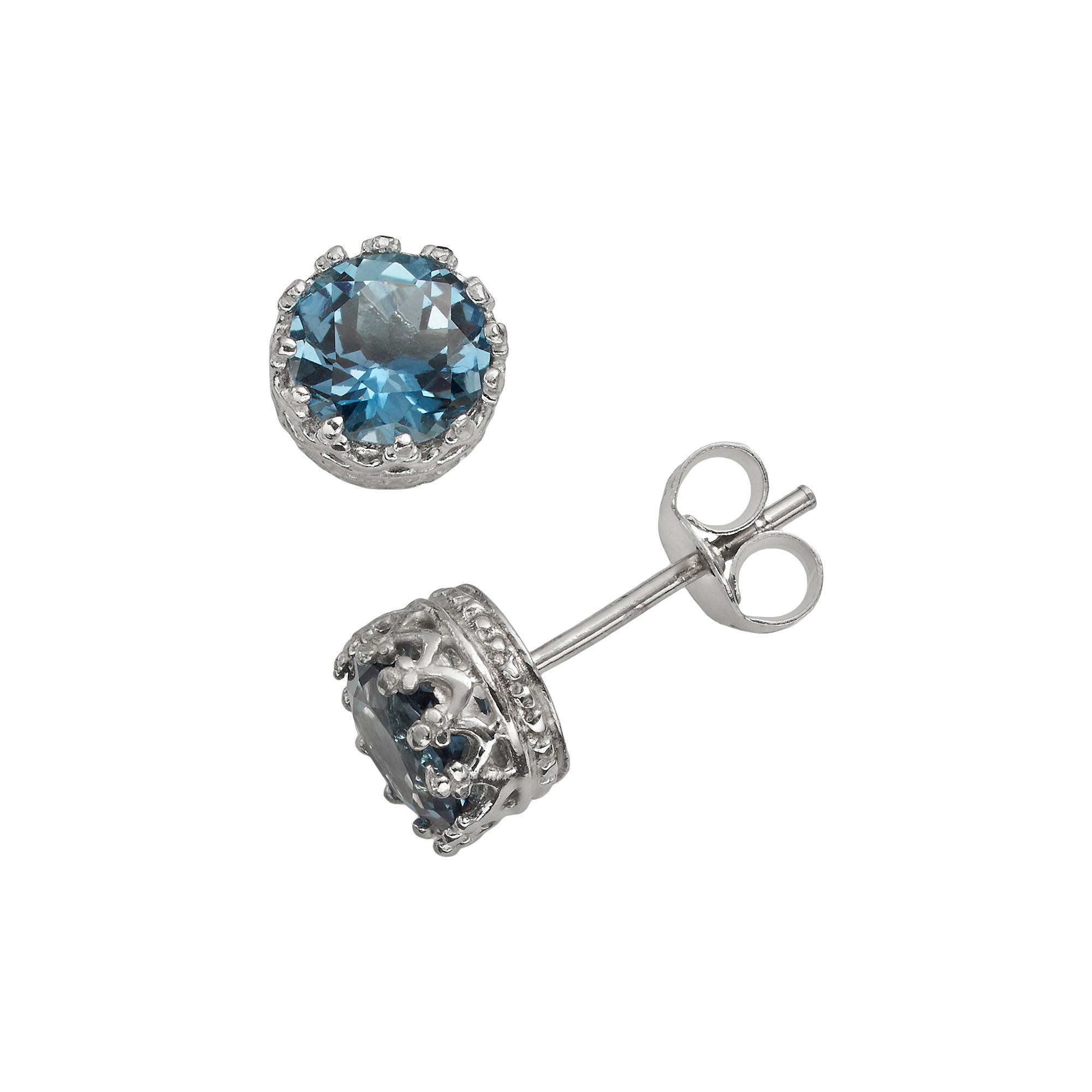 Designs by Gioelli Sterling Silver London Blue Topaz Stud Earrings, Womens
