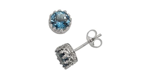 V3 Jewelry 925 Sterling Silver 2.0 Carat Genuine Round Cut London Blue Topaz Stud Earrings main image 1