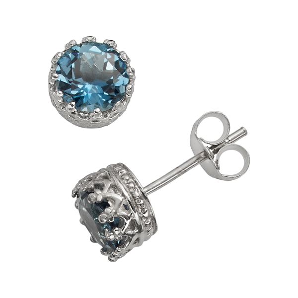 Details about   London Blue Topaz Sterling Silver Empress Stud Earrings 1.50 Carats Total
