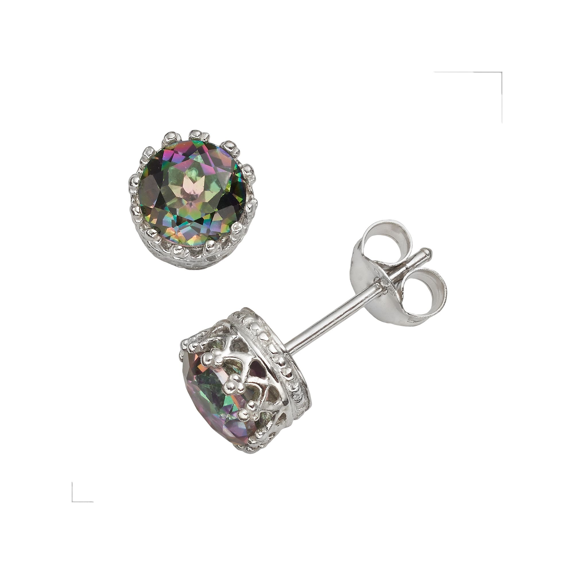 Designs by Gioelli Sterling Silver Rainbow Quartz Stud Earrings, Womens, M